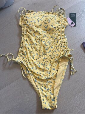 Wild Fable Yellow Floral Kids One-Piece Swimsuit